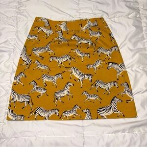 Ann Taylor Factory Mustard Yellow Gold Zebra Print Skirt Size 8